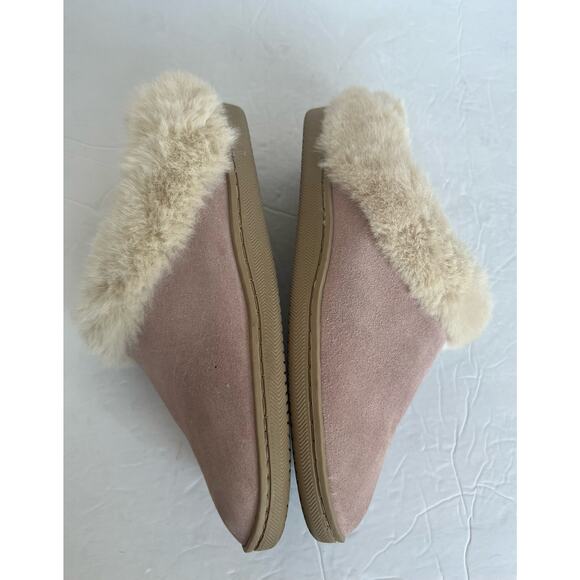 My Slippers Women's Slip-On Pink and Cream Suede Comfort Slippers Size 7 - Picture 9 of 11